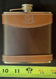 Leather-wrapped hip flask with coasters - thumbnail 2 of 7