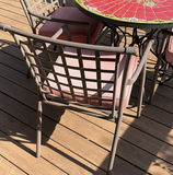 Round Mosaic Patio Table with Four Pink-Cushion Chairs - thumbnail 3 of 8