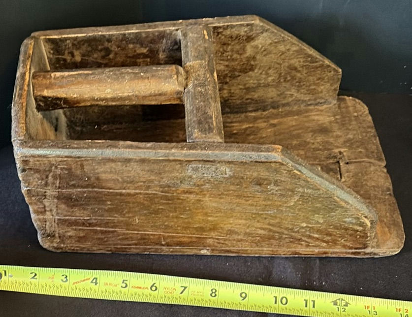 Antique wooden hand plane, metal bell with lid, and mortar and pestle set - image 2 of 14