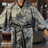 Kimono-style robe with obi belt and folded dashiki garment - thumbnail 2 of 7