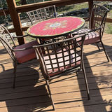 Round Mosaic Patio Table with Four Pink-Cushion Chairs - thumbnail 1 of 8