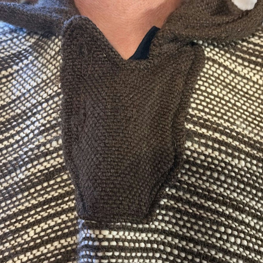 Brown and Cream Plaid hand made Brazilian Baracho Poncho - image 5 of 6