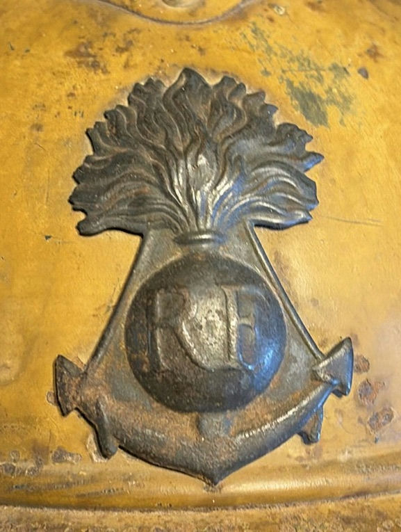 Two vintage helmets: Brodie-style steel helmet with insignia and a pith helmet - image 3 of 10