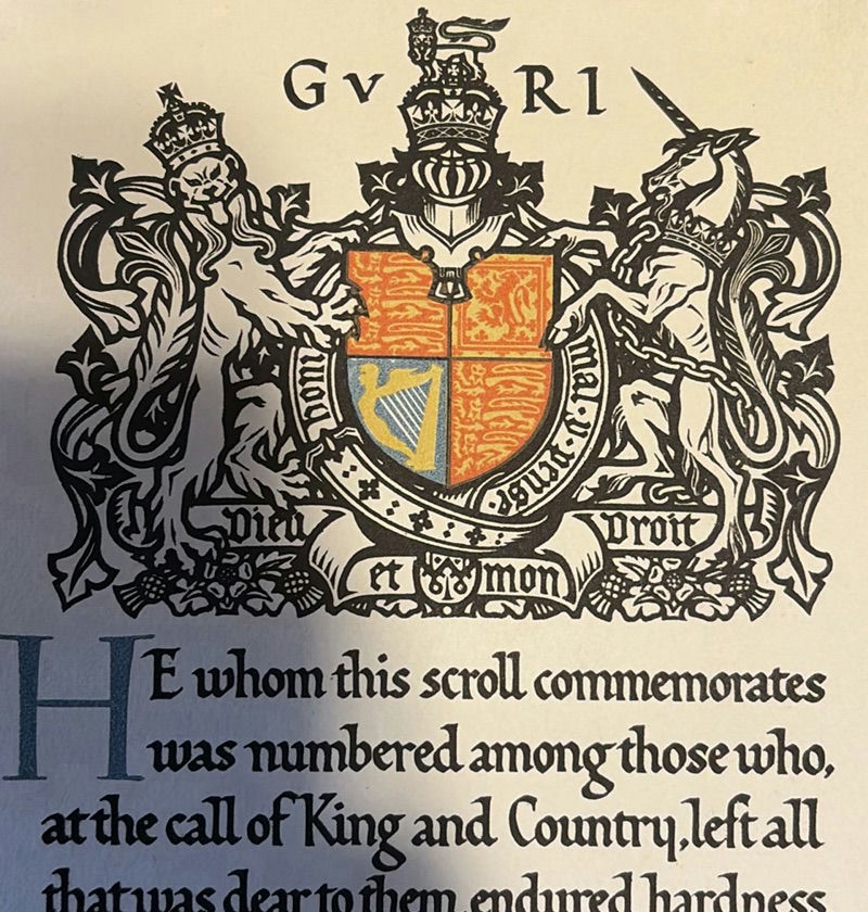 World War I Memorial Scroll with Royal Crest and Buckingham Palace Packaging - image 3 of 8