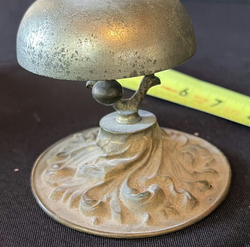 Antique brass ornate sifter and antique bell  - image 8 of 8