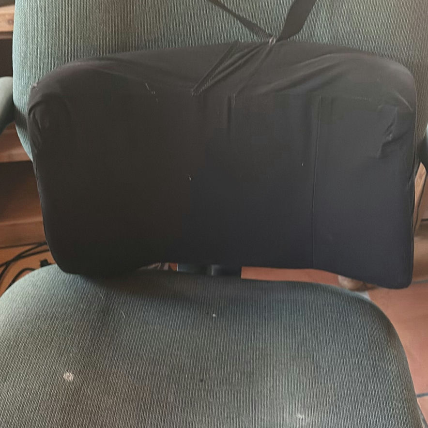 Green fabric office chair with back cushion - image 3 of 5