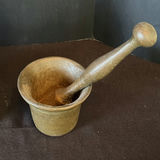 Antique wooden hand plane, metal bell with lid, and mortar and pestle set - thumbnail 8 of 14