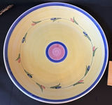 Yellow ceramic bowl with stand, striped tile, and decorative rope tassels - thumbnail 3 of 5
