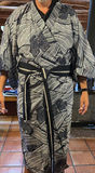 Kimono-style robe with obi belt and folded dashiki garment - thumbnail 1 of 7