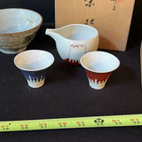 Japanese porcelain teaware set with plum-blossom glaze (bowls, cups, pitcher) and wooden boxes - thumbnail 5 of 8