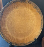 Ceramic teapot set, large glaze plate, wooden leaf vessel, and patterned fabrics - thumbnail 3 of 7