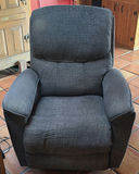Dark gray fabric recliner and burgundy leather recliner - thumbnail 1 of 15