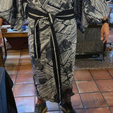 Kimono-style robe with obi belt and folded dashiki garment - thumbnail 3 of 7