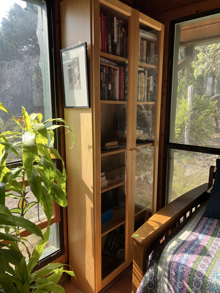 Tall Wood Bookcase Cabinet with Glass Doors - image 3 of 3