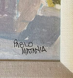 Framed painting of two women with dogs by Pablo Matania - thumbnail 4 of 5