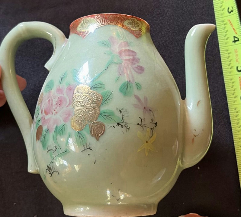 Vintage porcelain tea set with floral and maritime motifs - image 6 of 8