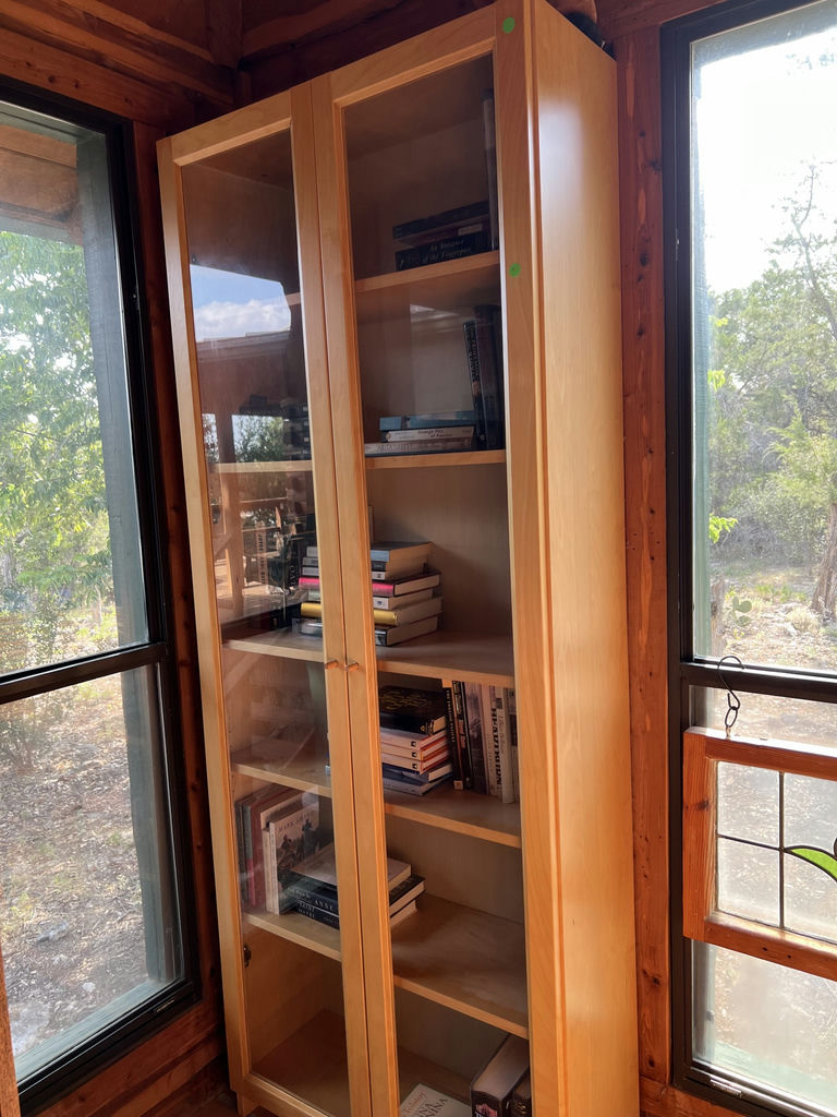 Tall Wood Bookcase Cabinet with Glass Doors - image 2 of 3