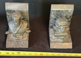 Stone bust bookend pair with skull and serpent motif - thumbnail 1 of 6