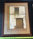 Two Framed Art Pieces: Architectural Façade Scene and Abstract Figure - thumbnail 2 of 7