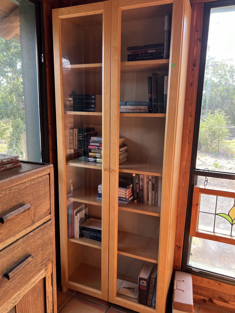 Tall Wood Bookcase Cabinet with Glass Doors - image 1 of 3