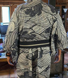 Kimono-style robe with obi belt and folded dashiki garment - thumbnail 5 of 7