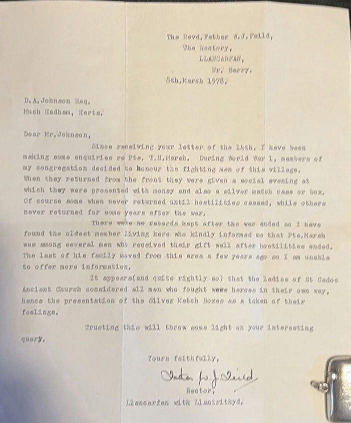 Typed 1978 letter and WWI engraved silver match safe - image 2 of 5