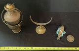 Antique Brass Oil Lamp with Crescent Arm and Accessories - thumbnail 1 of 11
