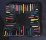 Yellow ceramic bowl with stand, striped tile, and decorative rope tassels - thumbnail 4 of 5