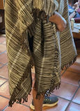 Brown and Cream Plaid hand made Brazilian Baracho Poncho - thumbnail 3 of 6