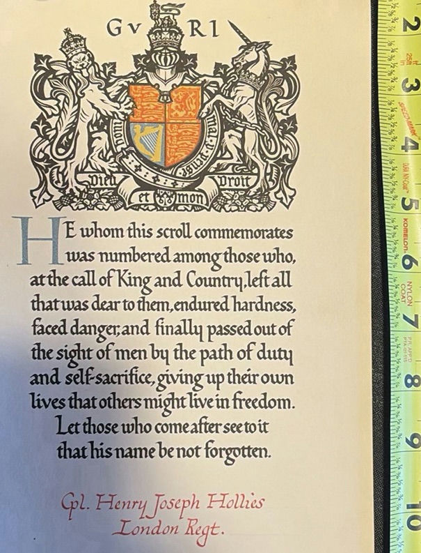World War I Memorial Scroll with Royal Crest and Buckingham Palace Packaging - image 1 of 8
