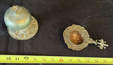 Antique brass ornate sifter and antique bell - thumbnail 1 of 8