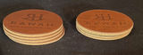 Leather-wrapped hip flask with coasters - thumbnail 5 of 7