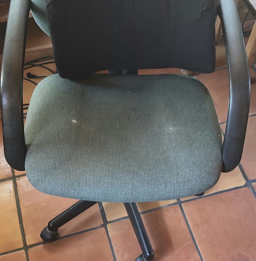Green fabric office chair with back cushion - image 2 of 5