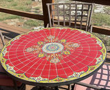 Round Mosaic Patio Table with Four Pink-Cushion Chairs - thumbnail 2 of 8