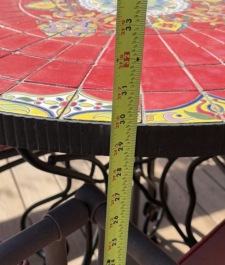 Round Mosaic Patio Table with Four Pink-Cushion Chairs - image 8 of 8