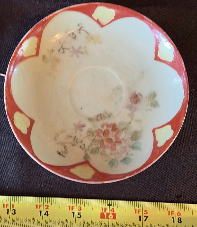 Vintage porcelain tea set with floral and maritime motifs - image 7 of 8