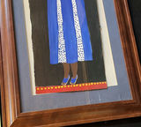 Framed painting by Betty Bennett of a woman in a blue dress holding a yellow bowl - thumbnail 3 of 5
