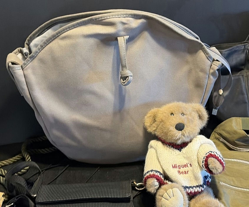 Assorted handbags and accessories with a teddy bear - image 8 of 12