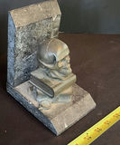 Stone bust bookend pair with skull and serpent motif - thumbnail 4 of 6