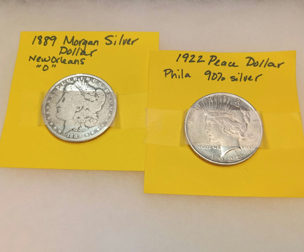 1889-O Morgan & 1922 Peace Silver Dollars (33+dwt) - image 2 of 9