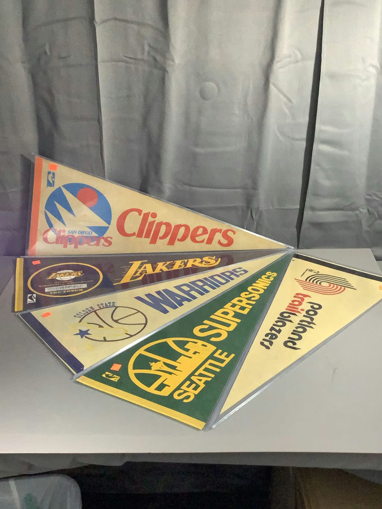Vintage Basketball Pennants - Clippers / Lakers / Warriors / Supersonics / Trail Blazers - image 2 of 17