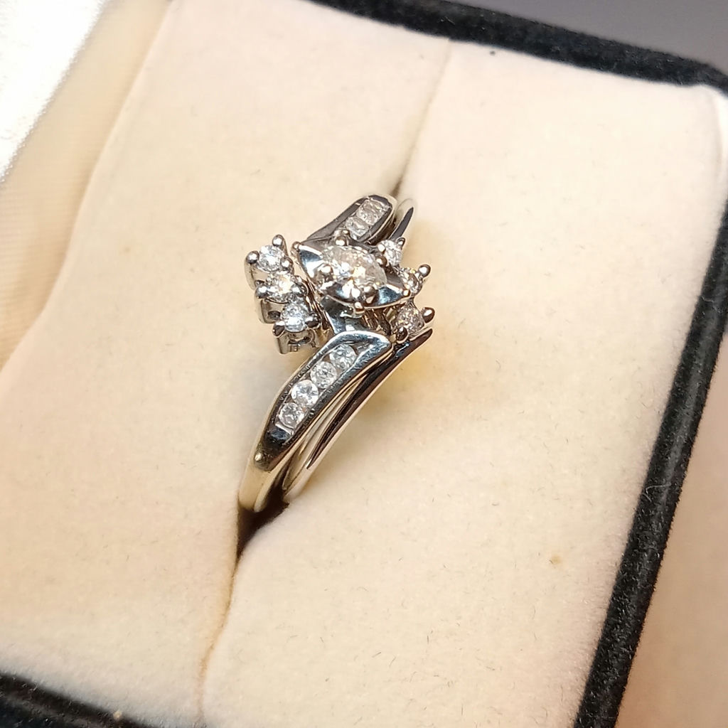 14K / Diamond Marquise Bypass Bridal Set (3+dwt) - image 5 of 15