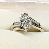 14K / Diamond Marquise Bypass Bridal Set (3+dwt) - thumbnail 2 of 15