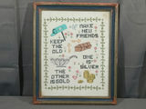 Vintage Framed Cross Stitch Sampler - thumbnail 1 of 5