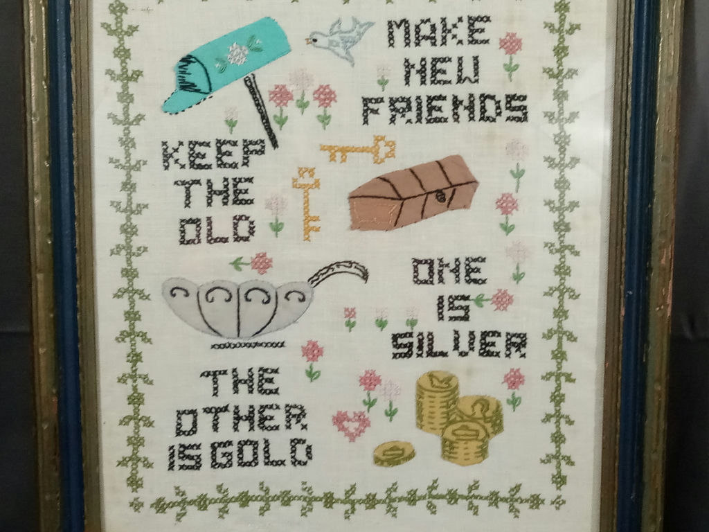 Vintage Framed Cross Stitch Sampler - image 2 of 5