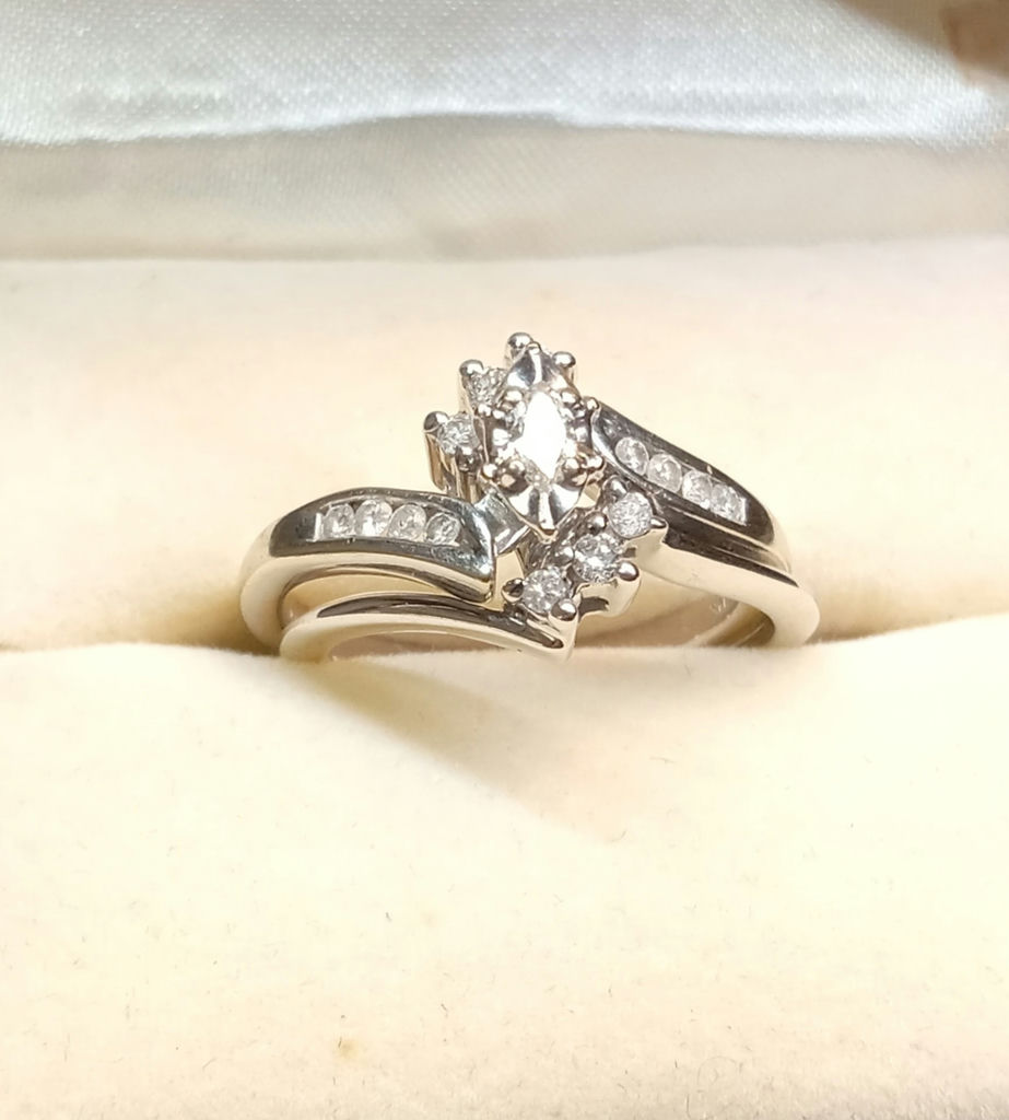 14K / Diamond Marquise Bypass Bridal Set (3+dwt) - image 1 of 15