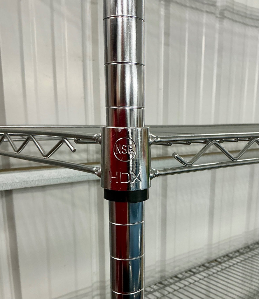 Two tall chrome wire shelving units on casters - image 3 of 4