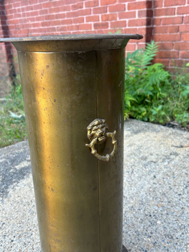 Vtg Brass Umbrella Stand Lion Head Ring Pulls - image 4 of 4