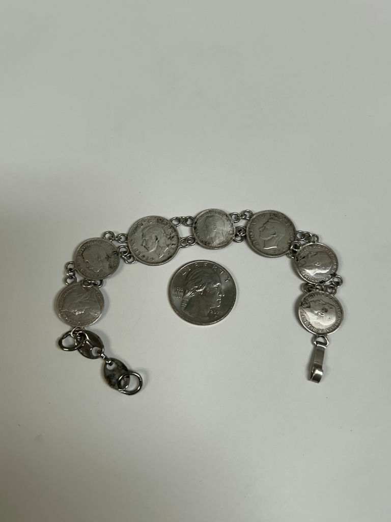Sterling Silver Coin Bracelet King George VI  - image 4 of 6