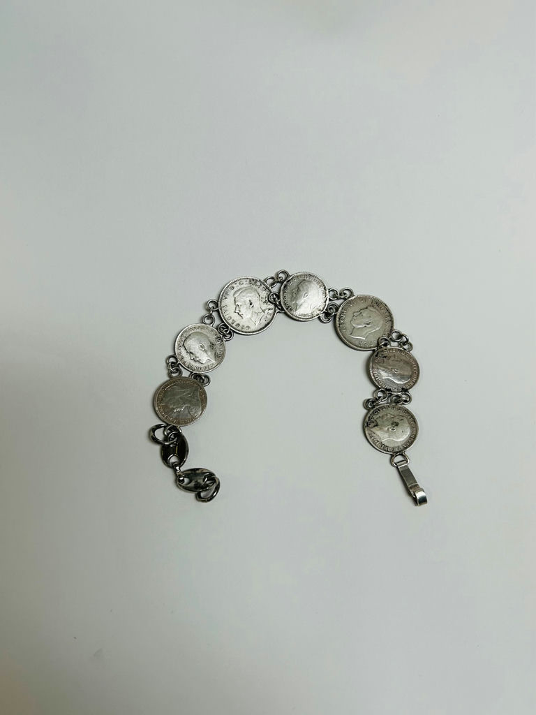 Sterling Silver Coin Bracelet King George VI  - image 1 of 6